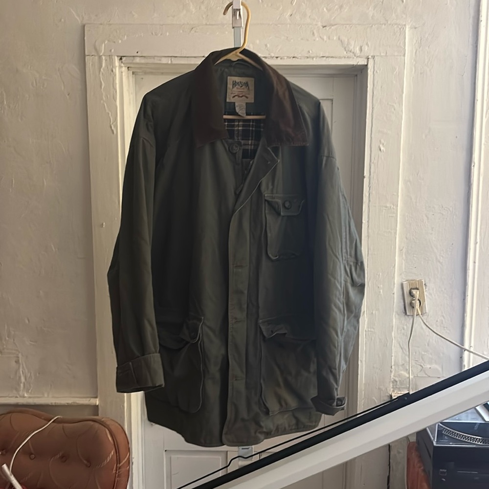 Himalaya Outfitters 2XL barn coat hunter green with plaid lining corduroy collar